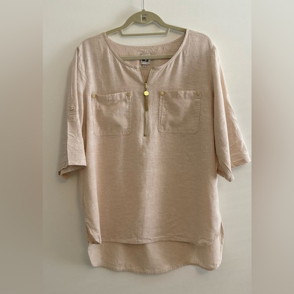 Anne Klein Cream Blouse with Gold Accents - Picture 1 of 9